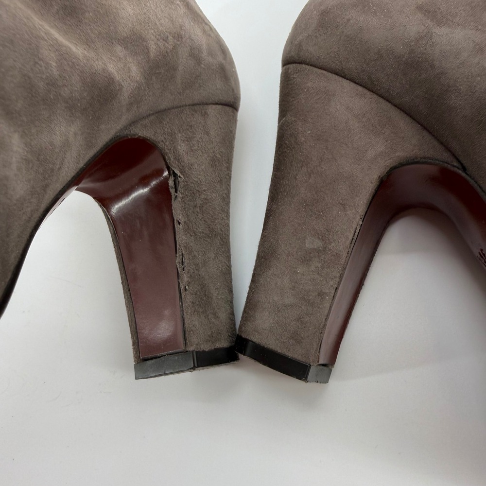 Chie Mihara Olga Suede Lace Up Block Heel Booties Womens 36.5 US 6.5 Spain Taupe - Picture 8 of 12